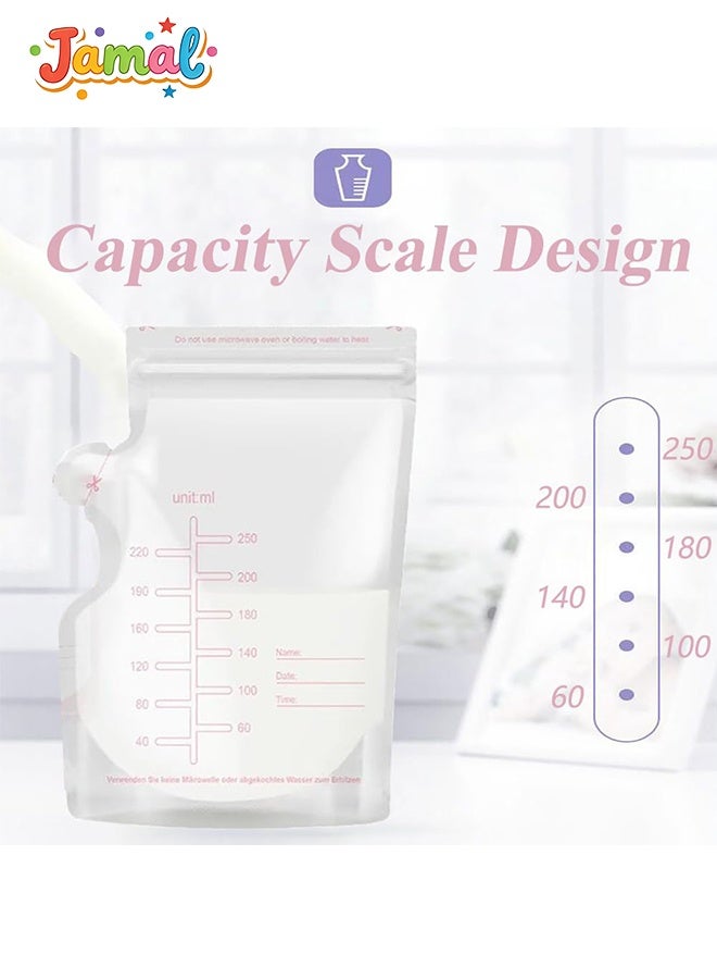 Jamal 100pcs 250ml Breastmilk Storage Bags For Breastfeeding Doubled Sealed Breast Milk Storing Bags BPA Free Self Standing Breastmilk Bags - Image 3